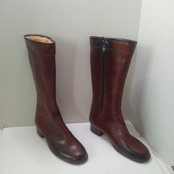 Platform Boots Brown Zip Up Insulated liner. size 7 - Picture 2 of 6